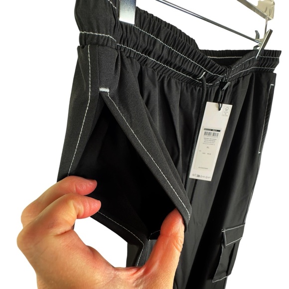 NWT Noisy May Kirby Cargo Utility Jogger Pants Black/White Women’s Size XL - Picture 12 of 16